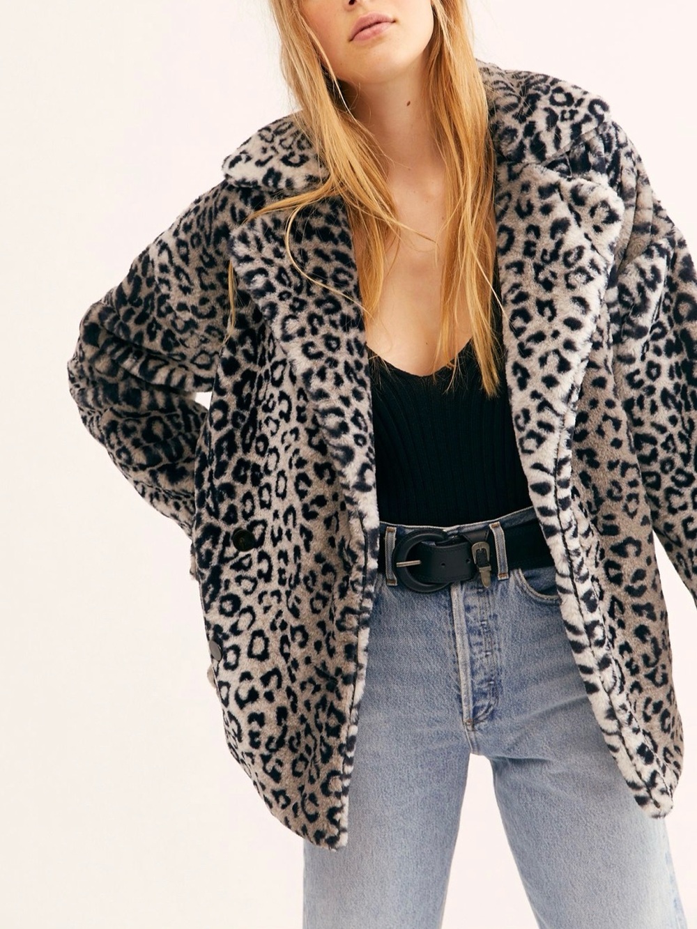 Free People Kate Leopard Coat Sz M